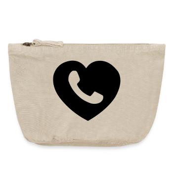 Cœur ou cœur avec téléphone ombre coupée - Pochette zippée vintage 18 x 21 cm - sable vintage  - Devant