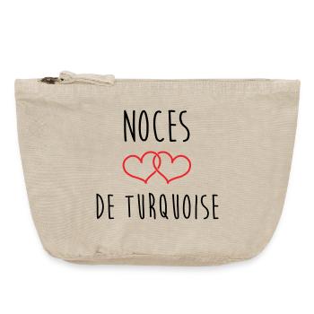 Noces de Turquoise 18 ans de mariage - Pochette zippée vintage 18 x 21 cm - sable vintage  - Devant