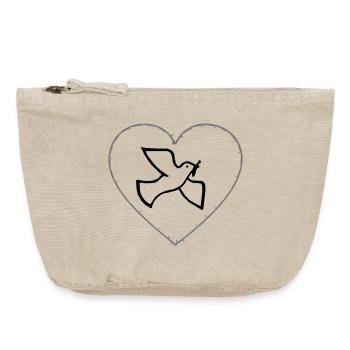 Friedenstaube Dornenherz - Vintage Reißverschluss-Täschchen (18 x 21 cm) - Vintage Sand  - Vorne