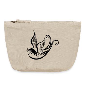 Oiseau tribal ornement tatouage style hirondelle - Pochette zippée vintage 18 x 21 cm - sable vintage  - Devant