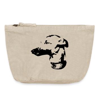 Whippet Kopf - Vintage Reißverschluss-Täschchen (18 x 21 cm) - Vintage Sand  - Vorne