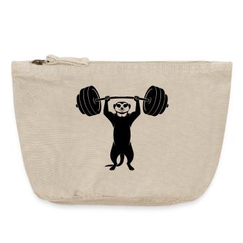 Un suricate puissant avec haltère - Pochette zippée vintage 18 x 21 cm - sable vintage  - Devant