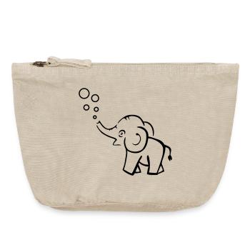 Elefant macht Blasen - Vintage Reißverschluss-Täschchen (18 x 21 cm) - Vintage Sand  - Vorne