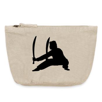 Kung Fu Praktizierender mit zwei Schwertern - Vintage Reißverschluss-Täschchen (18 x 21 cm) - Vintage Sand  - Vorne