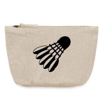 Logo de la navette de badminton avec ressorts - Pochette zippée vintage 18 x 21 cm - sable vintage  - Devant