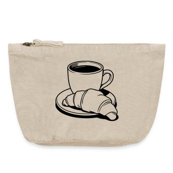 coffee croissant - Vintage Zip Pouch 18 x 21 cm - vintage sand  - Front
