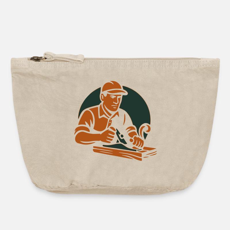 Carpenter silhouette - Vintage Zip Pouch 18 x 21 cm - vintage sand 
