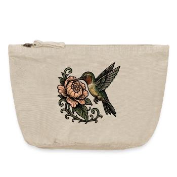 Hummingbird with Rose Vintage Tattoo - Vintage Zip Pouch 18 x 21 cm - vintage sand  - Front