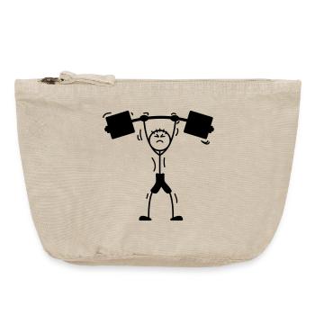 Weight training weightlifter logo, emblem - Vintage Zip Pouch 18 x 21 cm - vintage sand  - Front
