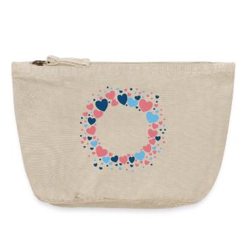 Herz Kranz Blau Rosa Blumenkranz - Vintage Reißverschluss-Täschchen (18 x 21 cm) - Vintage Sand  - Vorne