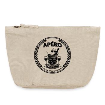 Apéro humour juste deux doigts  - Pochette zippée vintage 18 x 21 cm - sable vintage  - Devant