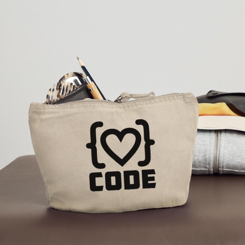 Herzprogrammierer Code Logo mit Text CODE Vintage Reißverschluss-Täschchen (18 x 21 cm)