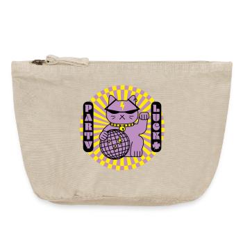 Fête chat chanceux - Pochette zippée vintage 18 x 21 cm - sable vintage  - Devant