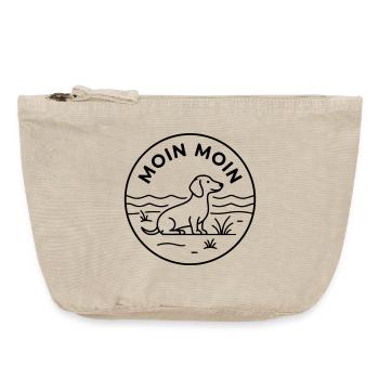 Moin Dackel Meer Badge - Vintage Reißverschluss-Täschchen (18 x 21 cm) - Vintage Sand  - Vorne