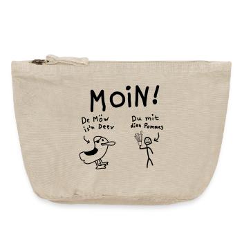 Moin Möwe Pommesdieb Lustig - Vintage Reißverschluss-Täschchen (18 x 21 cm) - Vintage Sand  - Vorne