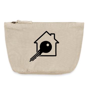 Clé avec clé de maison pour le logo acheté maison - Pochette zippée vintage 18 x 21 cm - sable vintage  - Devant