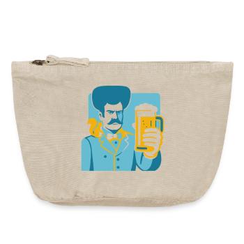 Retro hero with beer glass motif - Vintage Zip Pouch 18 x 21 cm - vintage sand  - Front