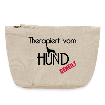 Therapiert vom Hund Hunde Tier Haustier Geschenk - Vintage Reißverschluss-Täschchen (18 x 21 cm) - Vintage Sand  - Vorne