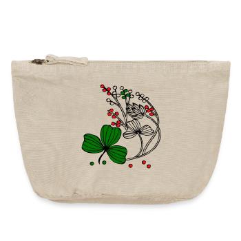 Fleurs sauvages aux baies rouges et vertes - Pochette zippée vintage 18 x 21 cm - sable vintage  - Devant