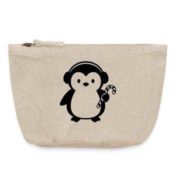 Süßer Pinguin mit Zuckerstange | Weihnachten - Vintage Reißverschluss-Täschchen (18 x 21 cm) - Vintage Sand  - Vorne