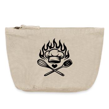 Cooking with heart and flame - Küchenliebe - Vintage Zip Pouch 18 x 21 cm - vintage sand  - Front