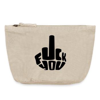 Fuck you fuck it finger middle finger # - Vintage Zip Pouch 18 x 21 cm - vintage sand  - Front