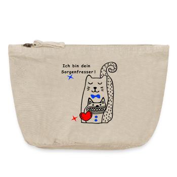 Worry Eater Cat - Vintage Zip Pouch 18 x 21 cm - vintage sand  - Front