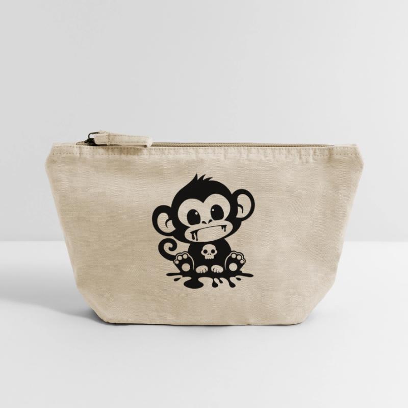 Spooky Monkey with Skull Vintage Zip Pouch 18 x 21 cm