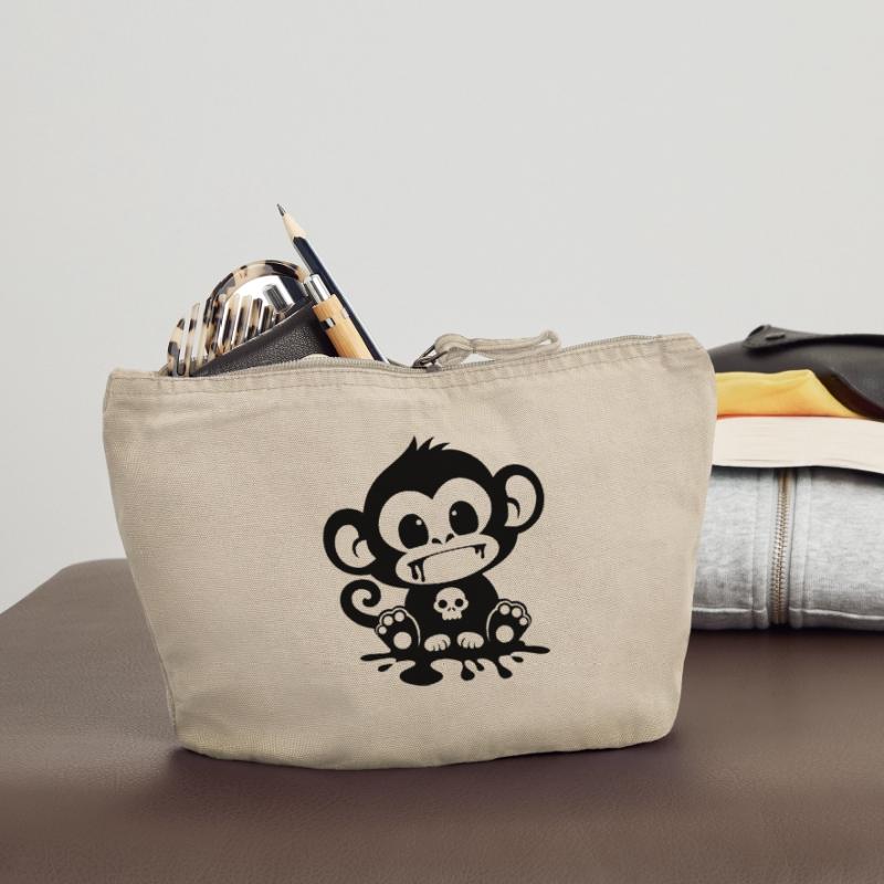Spooky Monkey with Skull Vintage Zip Pouch 18 x 21 cm
