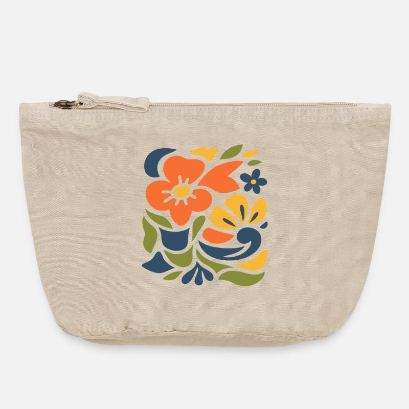 Abstract Floral Pattern Illustration - Vintage Zip Pouch 18 x 21 cm - vintage sand 