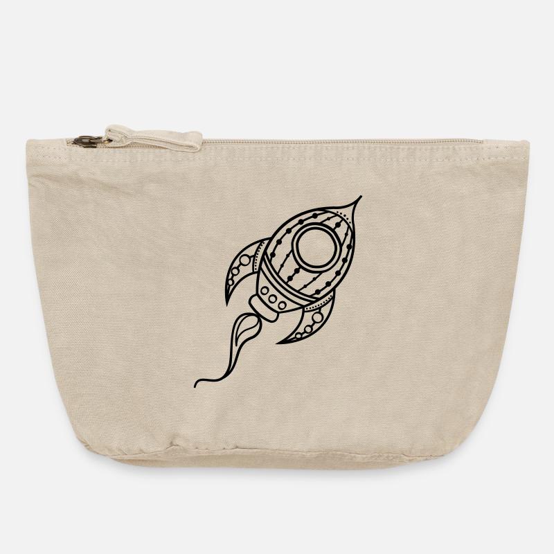 Rocket Ship Doodle Space Travel - Vintage Zip Pouch 18 x 21 cm - vintage sand 
