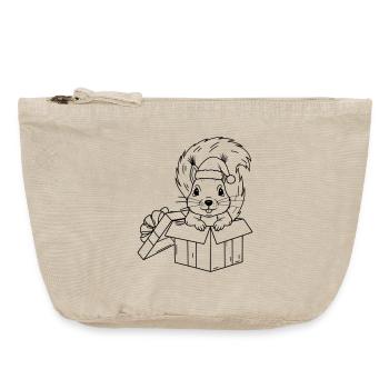 Un mignon écureuil de Noël dans une boîte cadeau - Pochette zippée vintage 18 x 21 cm - sable vintage  - Devant