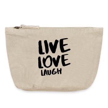 Live Love Laugh – Handgezeichneter Pinsel Schwarz - Vintage Reißverschluss-Täschchen (18 x 21 cm) - Vintage Sand  - Vorne