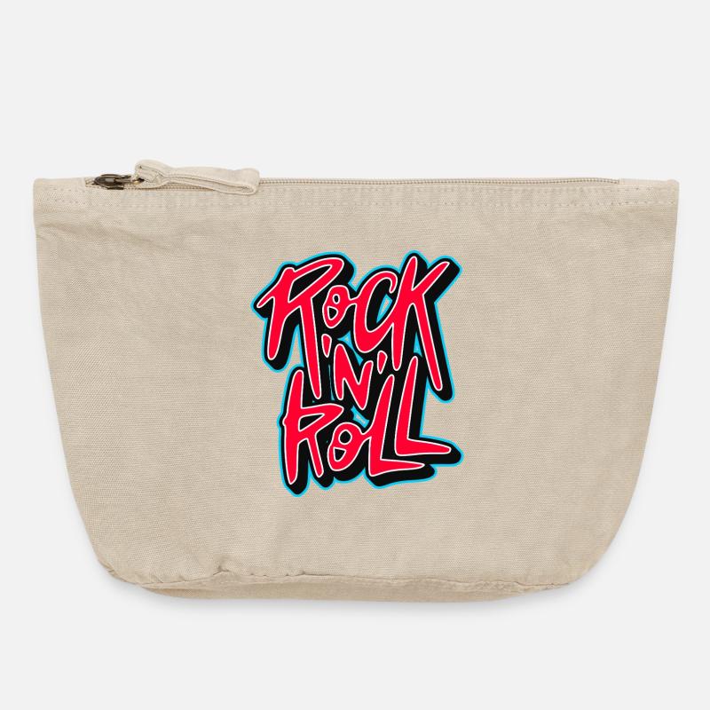 Neon Rock and Roll Typography - Vintage Zip Pouch 18 x 21 cm - vintage sand 