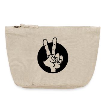 Victory Sign Hand - Vintage Zip Pouch 18 x 21 cm - vintage sand  - Front