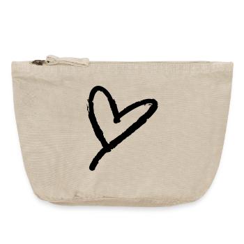 Worthy – Heart Sketch – Doodle Heart Motif - Vintage Zip Pouch 18 x 21 cm - vintage sand  - Front
