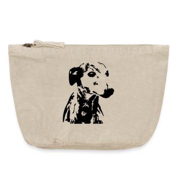 Whippet Kopf - Vintage Reißverschluss-Täschchen (18 x 21 cm) - Vintage Sand  - Vorne