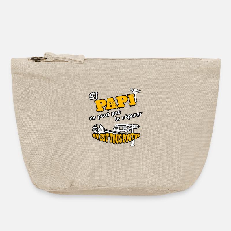 si papi Papy grand-père - Pochette zippée vintage 18 x 21 cm - sable vintage 