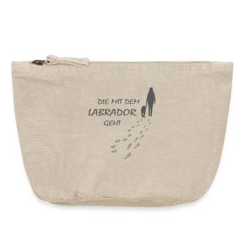 Die mit dem Labrador geht, Hundepfoten Labbi Gassi - Vintage Reißverschluss-Täschchen (18 x 21 cm) - Vintage Sand  - Vorne