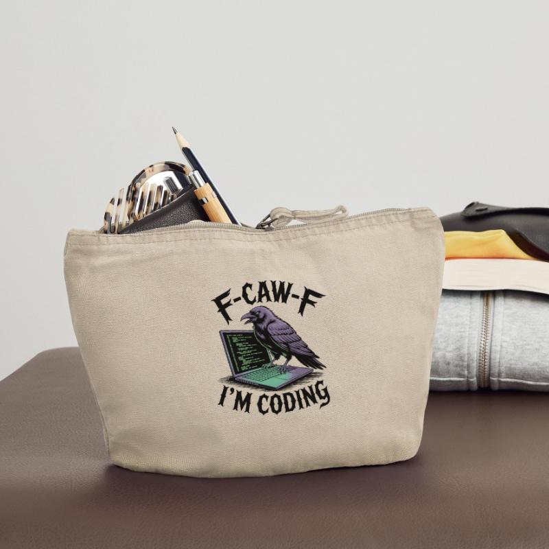 RabenCoder: Code Raven am Laptop Vintage Reißverschluss-Täschchen (18 x 21 cm)