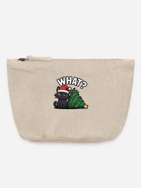 Lustige Katze Weihnachtsstimmung - Vintage Reißverschluss-Täschchen (18 x 21 cm) - Vintage Sand 