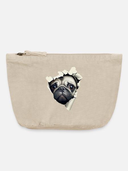 Mops - Vintage Reißverschluss-Täschchen (18 x 21 cm) - Vintage Sand 