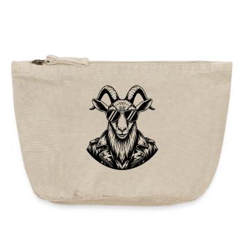 Chèvre cool avec des lunettes de soleil – Art au trait - Pochette zippée vintage 18 x 21 cm - sable vintage  - Devant