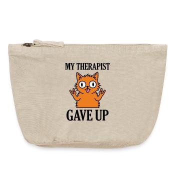 Mon thérapeute a abandonné le mème drôle de chat - Pochette zippée vintage 18 x 21 cm - sable vintage  - Devant