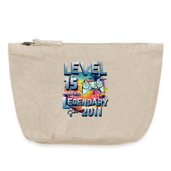 Level 15 years Unlocked since 2011 Birthday - Vintage Zip Pouch 18 x 21 cm - vintage sand  - Front