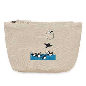 Penguin Jump Into The Water Pocket Design - Vintage Zip Pouch 18 x 21 cm - vintage sand  - Front