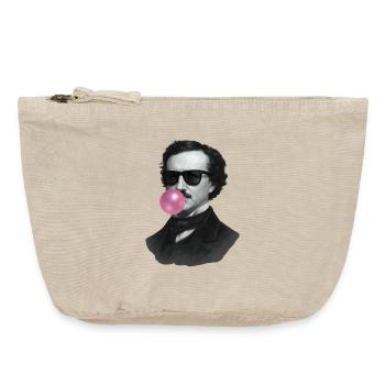 Edgar Allan Poe with chewing gum and sunglasses - Vintage Zip Pouch 18 x 21 cm - vintage sand  - Front
