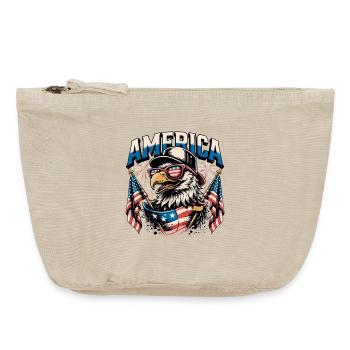 Patriotischer Adler mit Fahnen - Vintage Reißverschluss-Täschchen (18 x 21 cm) - Vintage Sand  - Vorne