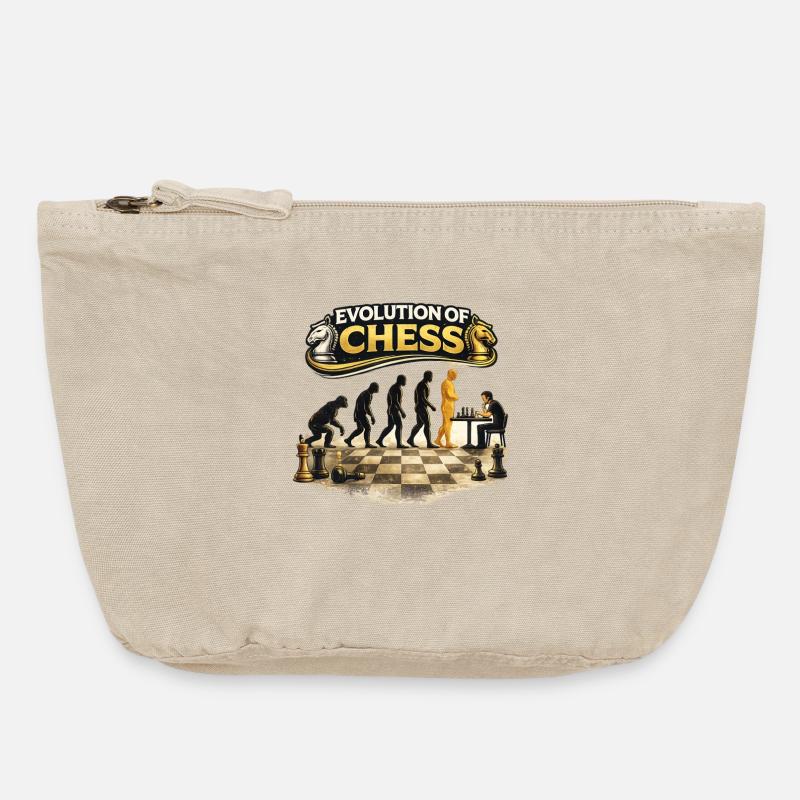 Évolution des échecs - Pochette zippée vintage 18 x 21 cm - sable vintage 