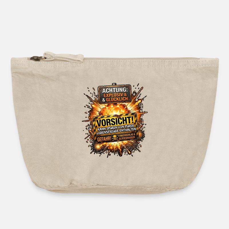 Explosiv Und Glücklich Pyro - Vintage Reißverschluss-Täschchen (18 x 21 cm) - Vintage Sand 